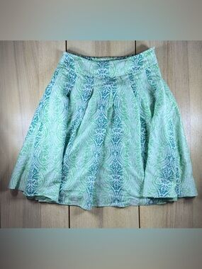 Coldwater Creek Green Damask Circle Skirt